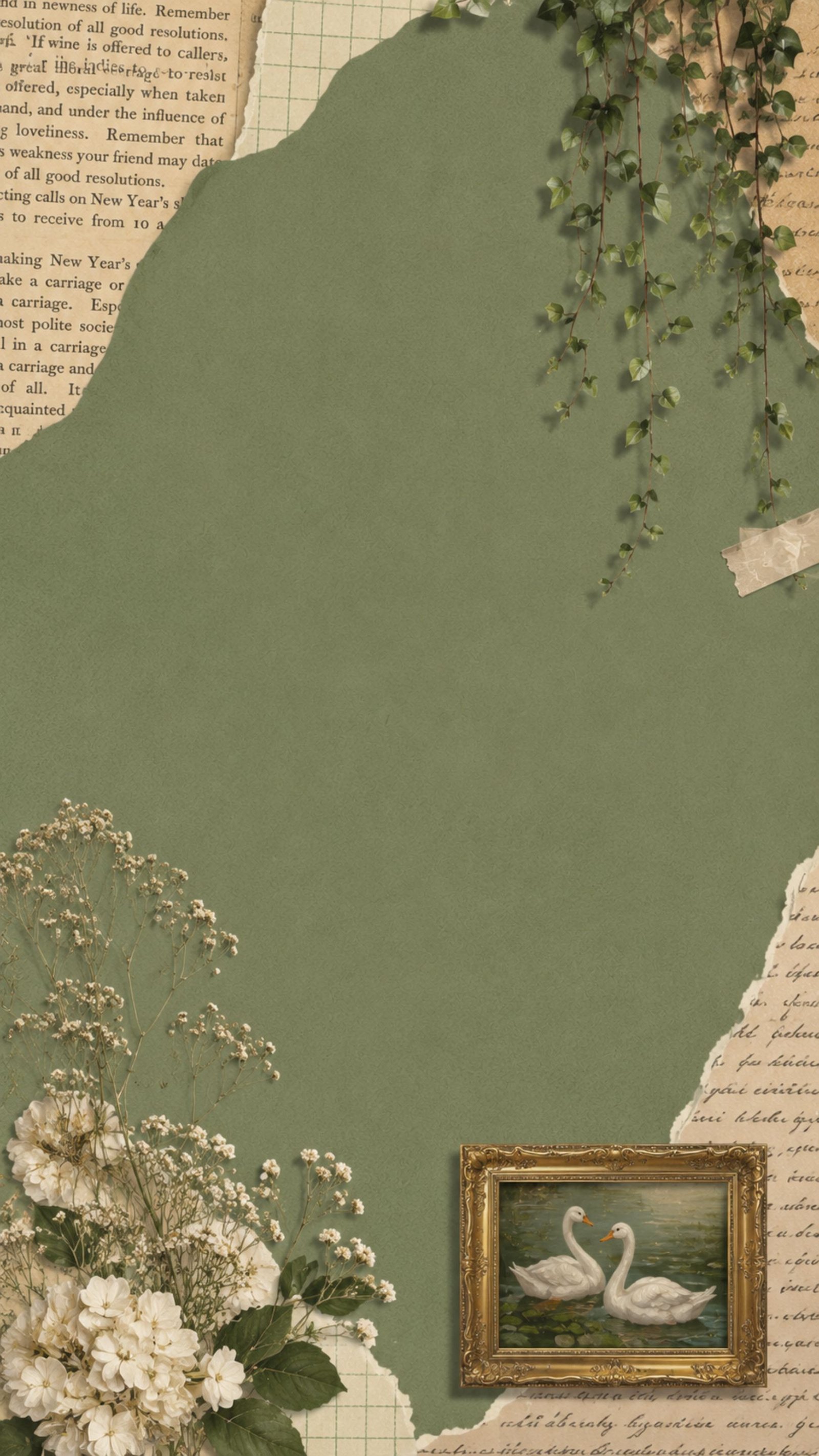 Sage Green Aesthetic Collage Wallpaper